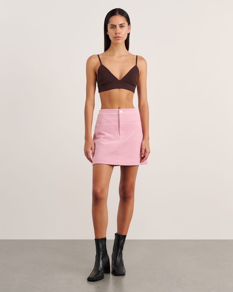 Demi Cord Skirt in PINK FROST