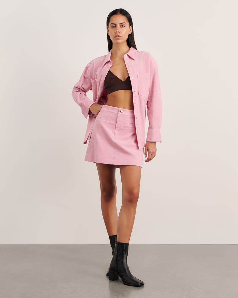 Demi Cord Skirt in PINK FROST