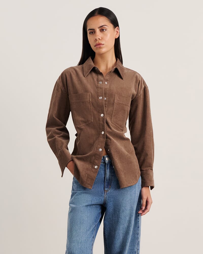 Demi Cord Shirt in LATTE