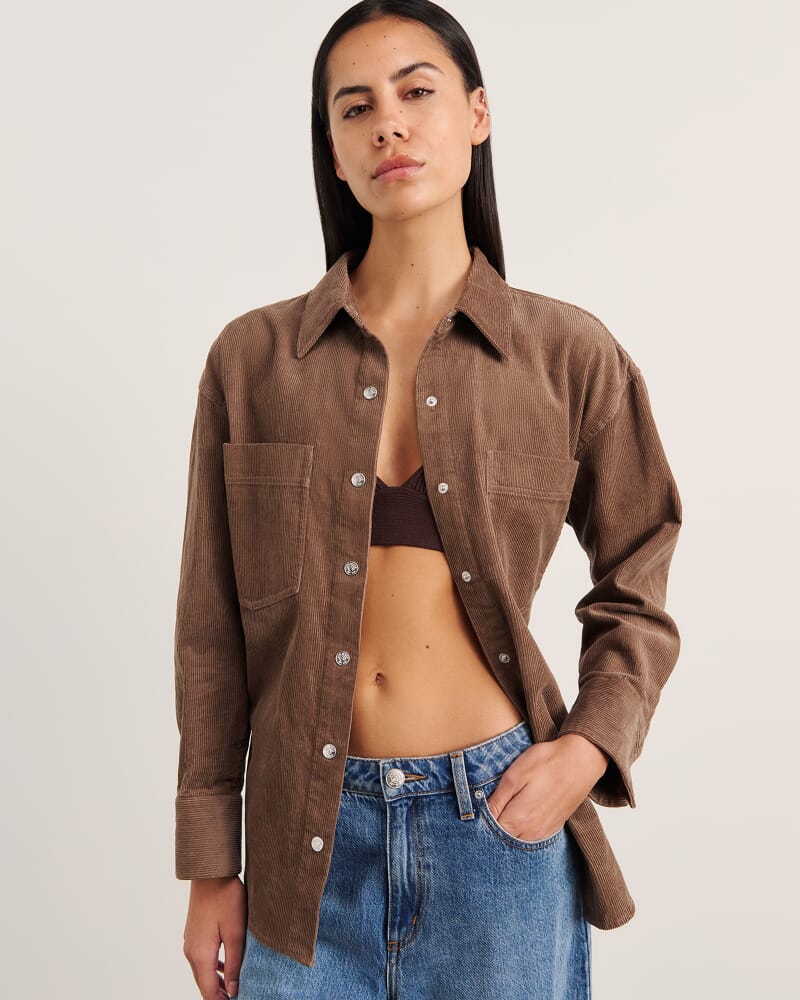 Demi Cord Shirt in LATTE