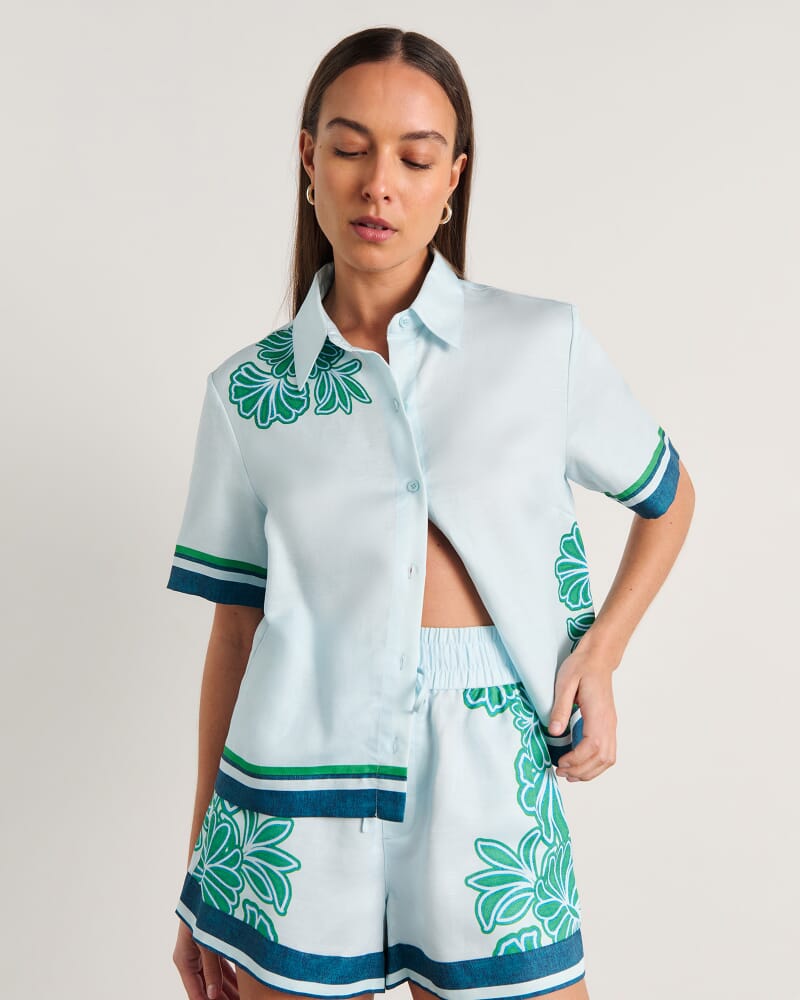 Flora Striped Shirt in NAVY/GREEN