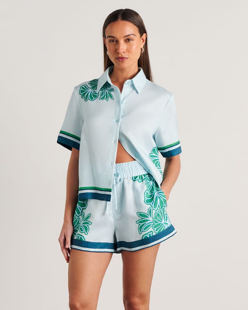 Flora Striped Shirt in NAVY/GREEN