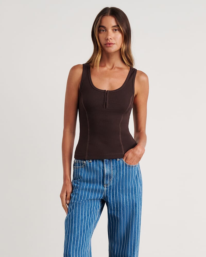 Kate Bodice Tank in BROWN MULTI