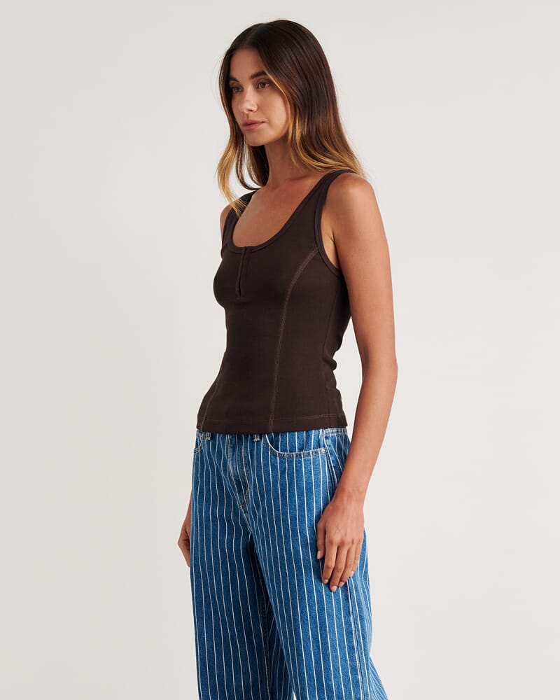 Kate Bodice Tank in BROWN MULTI