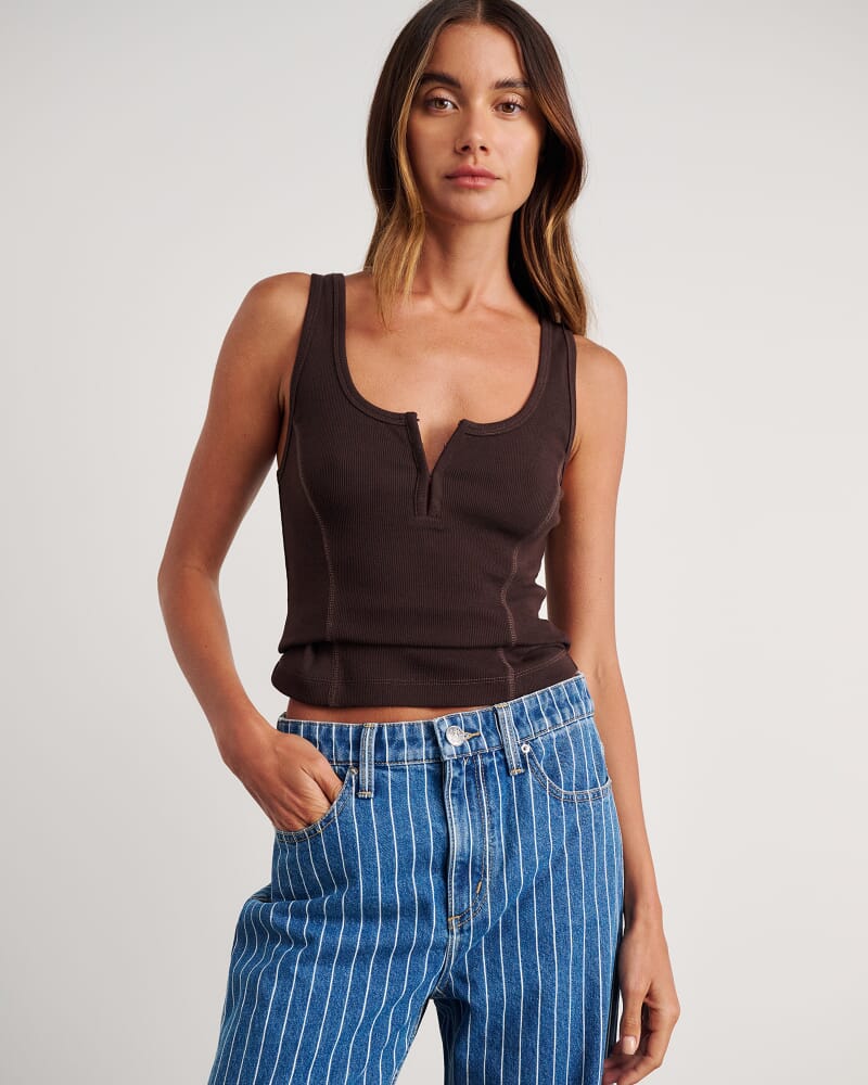 Kate Bodice Tank in BROWN MULTI