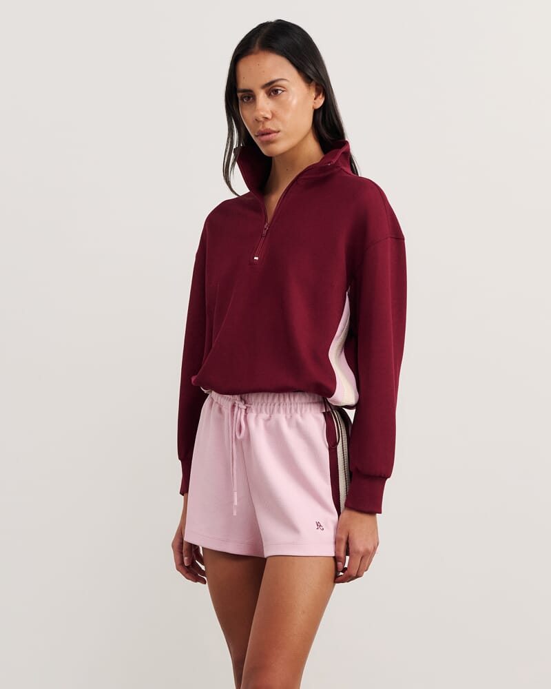Leonie Quarter Zip in MAROON