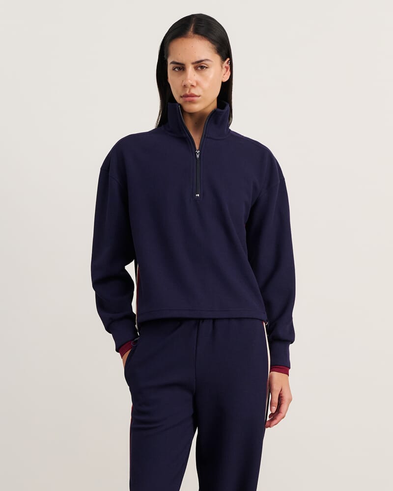 Leonie Quarter Zip in NAVY