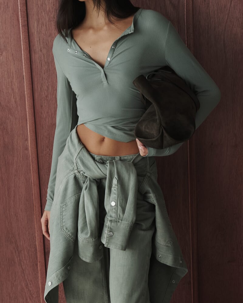 Celina Henley Top in SAGE