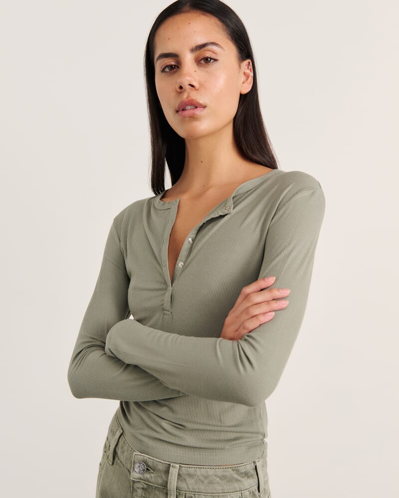 Celina Henley Top in SAGE