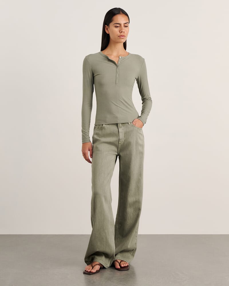 Celina Henley Top in SAGE