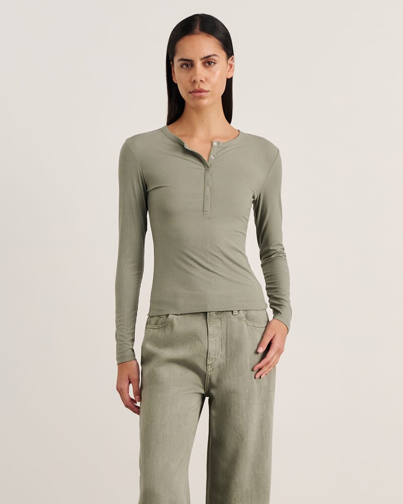 Celina Henley Top in SAGE