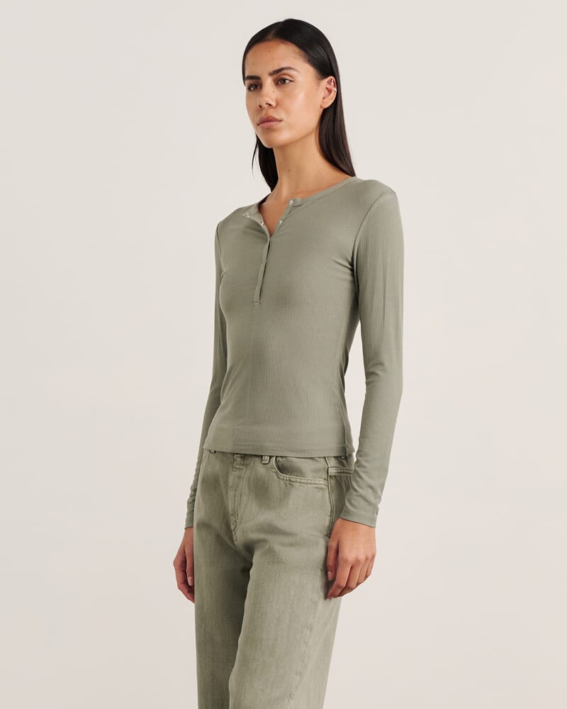 Celina Henley Top in SAGE