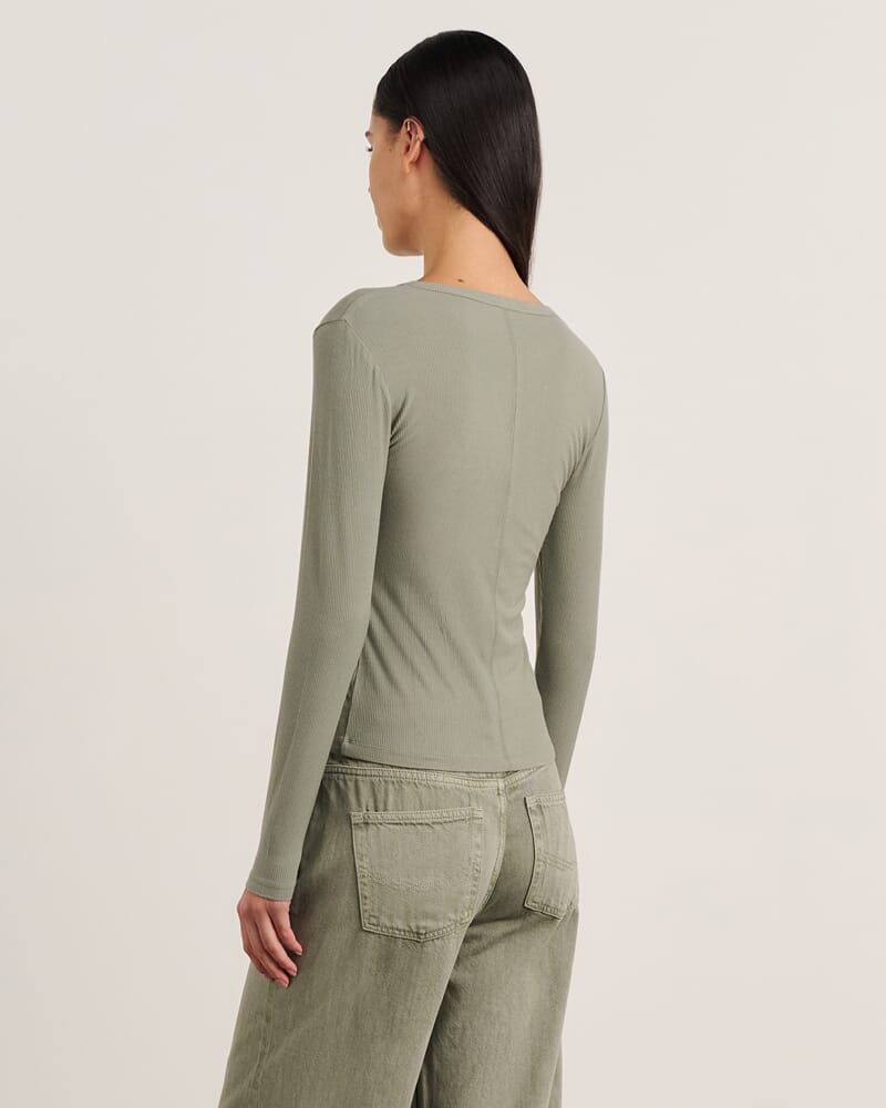 Celina Henley Top in SAGE