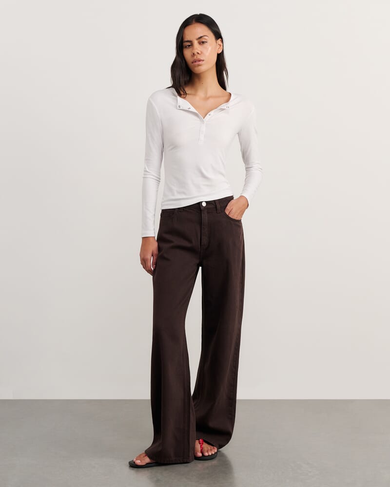 Celina Henley Top in WHITE