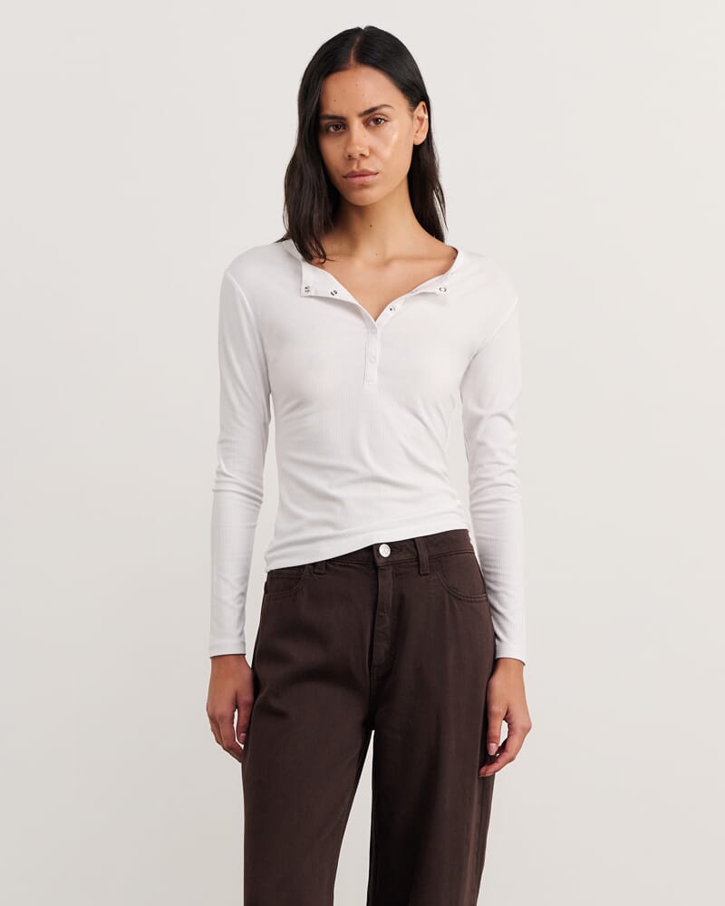 Celina Henley Top in WHITE