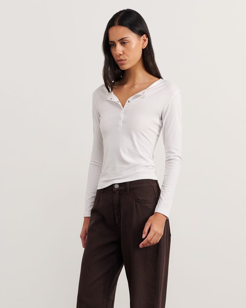 Celina Henley Top in WHITE