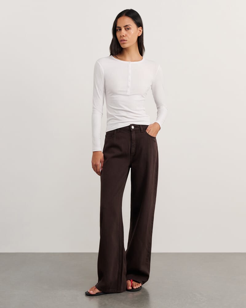 Celina Henley Top in WHITE