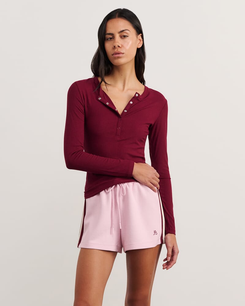 Celina Henley Top in WINE