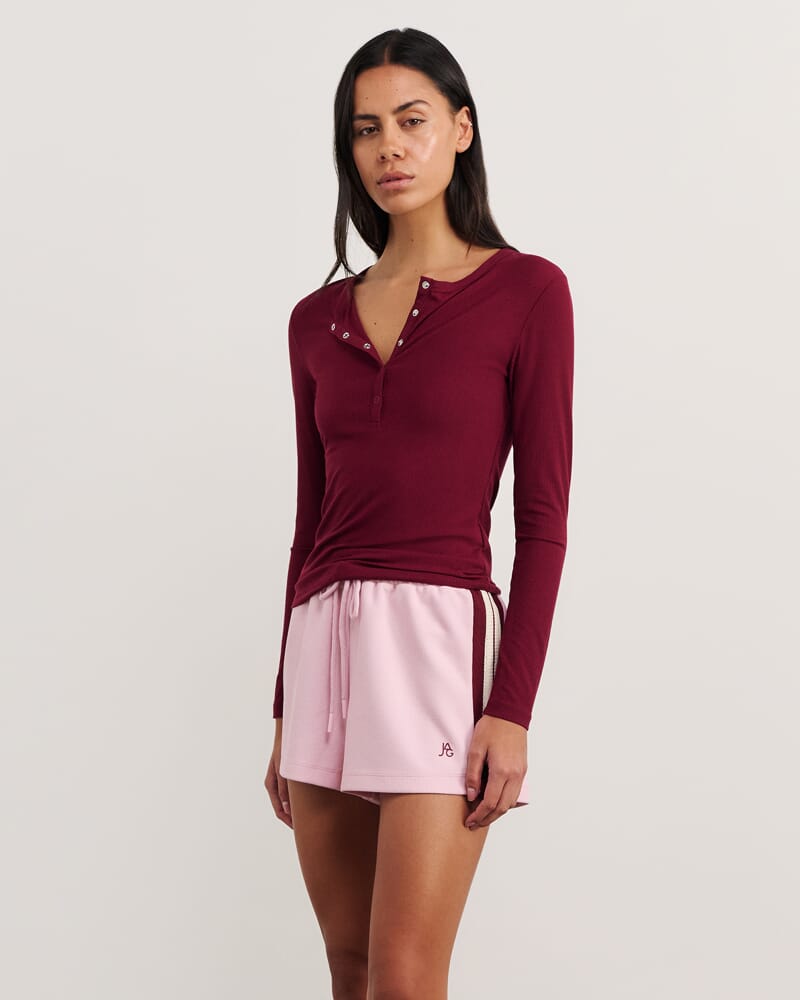 Celina Henley Top in WINE