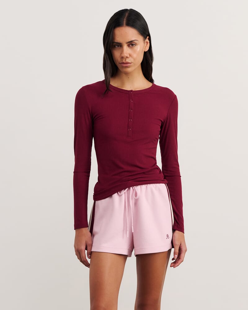 Celina Henley Top in WINE