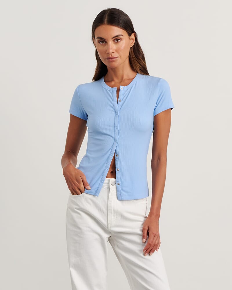 Celina Short Sleeve Top in ICE BLUE