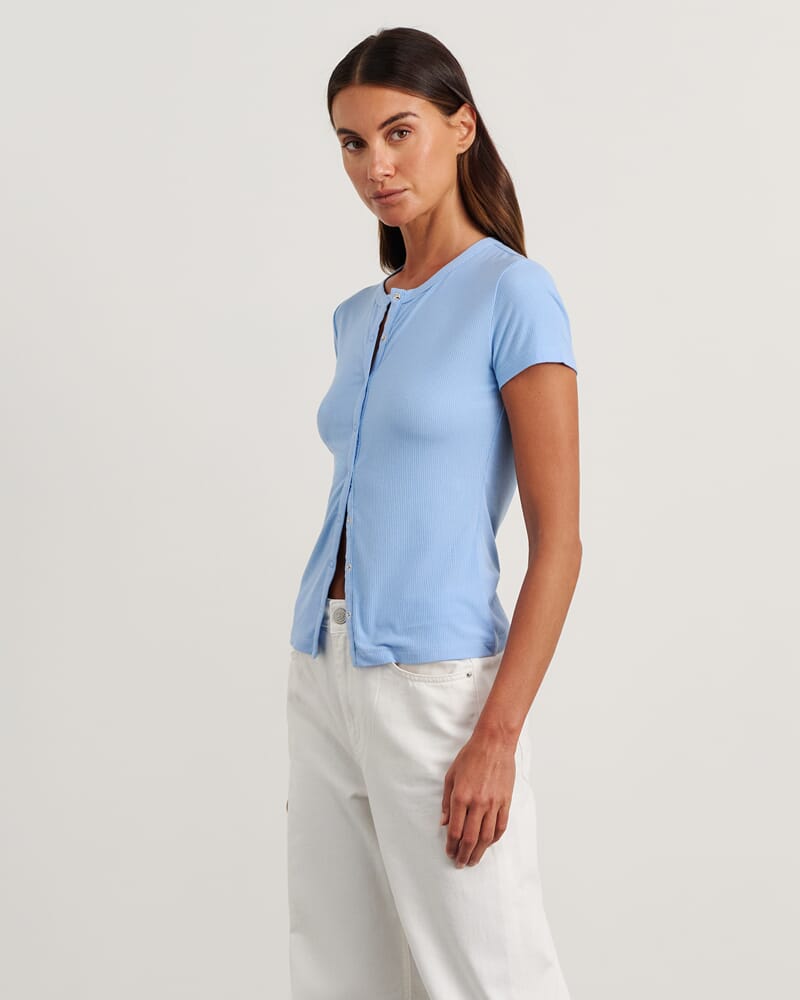 Celina Short Sleeve Top in ICE BLUE