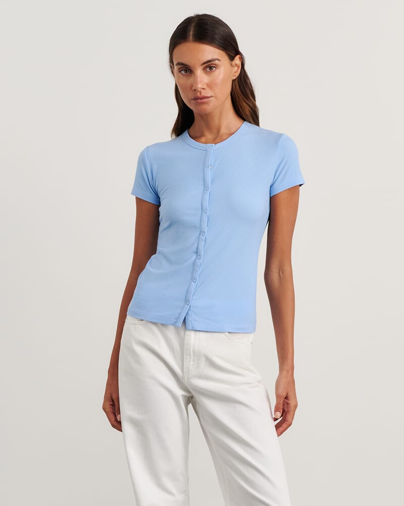 Celina Short Sleeve Top in ICE BLUE