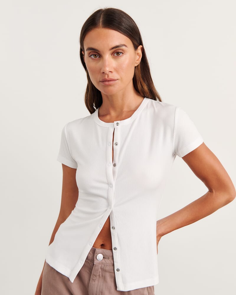 Celina Short Sleeve Top in WHITE