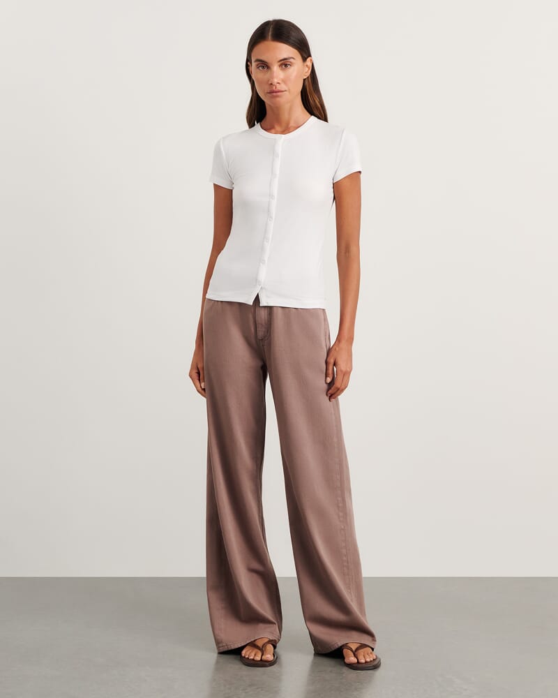 Celina Short Sleeve Top in WHITE