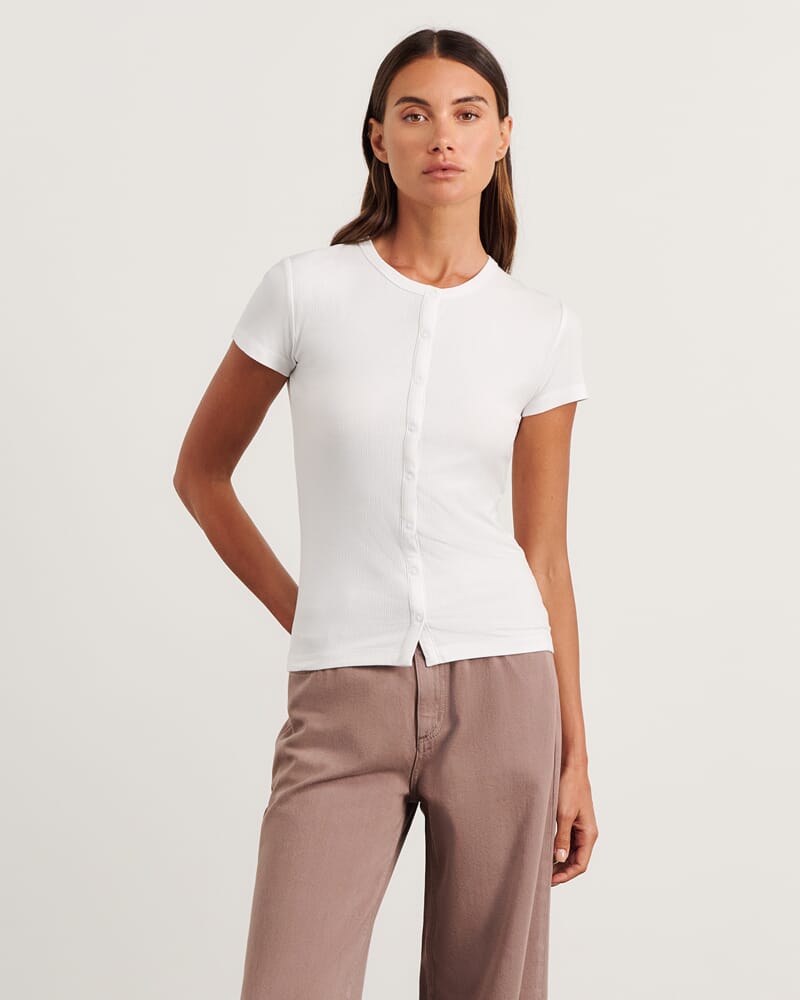 Celina Short Sleeve Top in WHITE