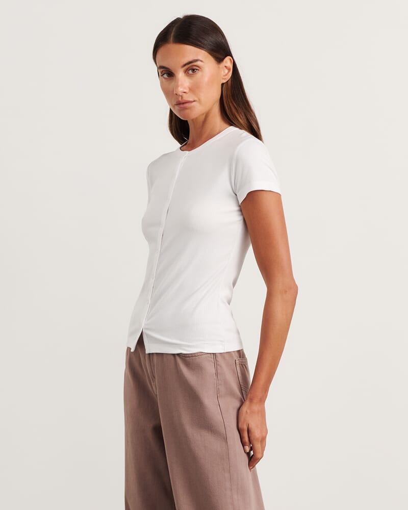 Celina Short Sleeve Top in WHITE