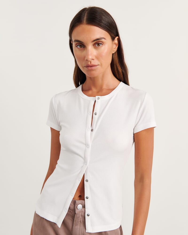 Celina Short Sleeve Top in WHITE