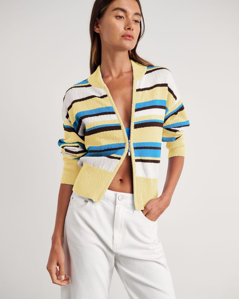 Arden Zip Knit Cardigan in YELLOW MULTI
