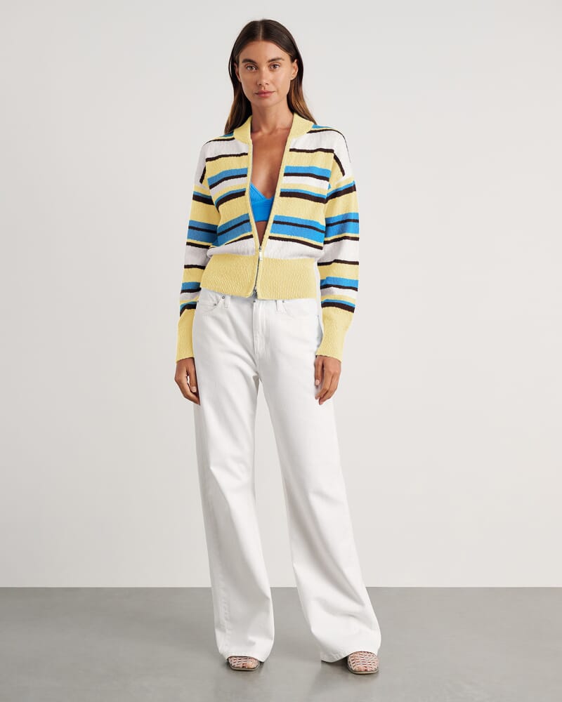 Arden Zip Knit Cardigan in YELLOW MULTI