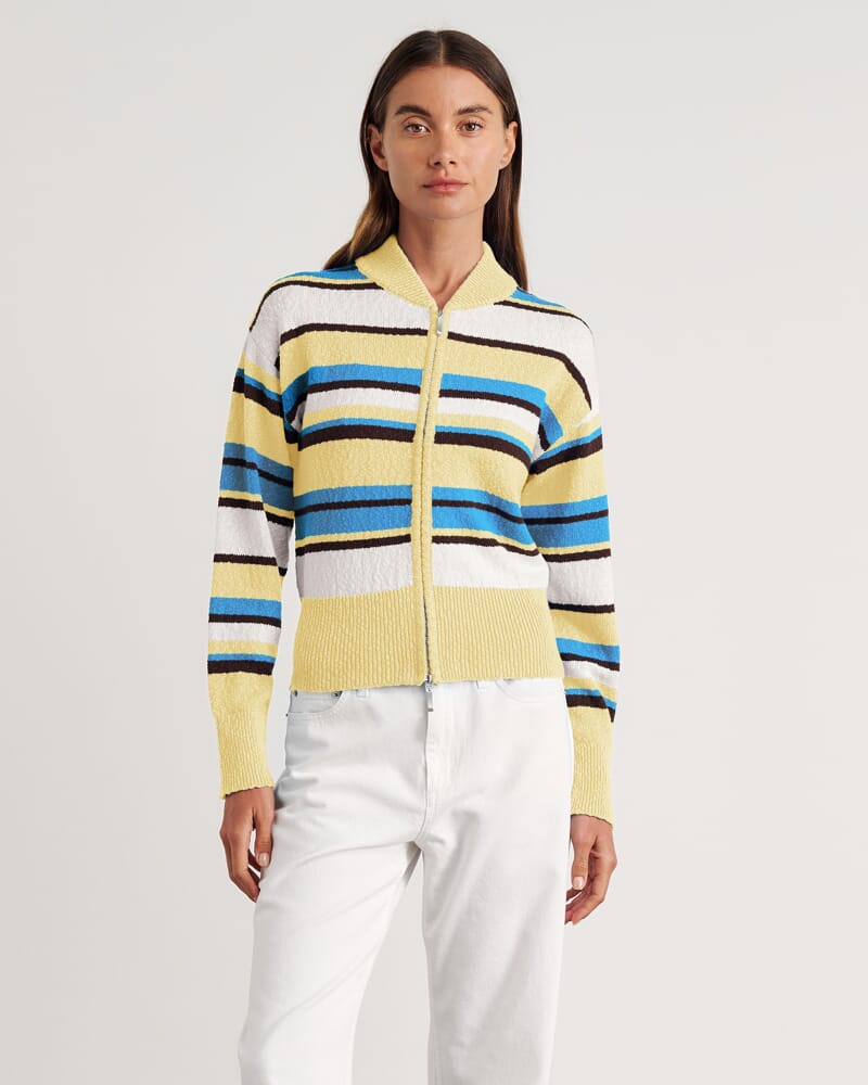 Arden Zip Knit Cardigan in YELLOW MULTI