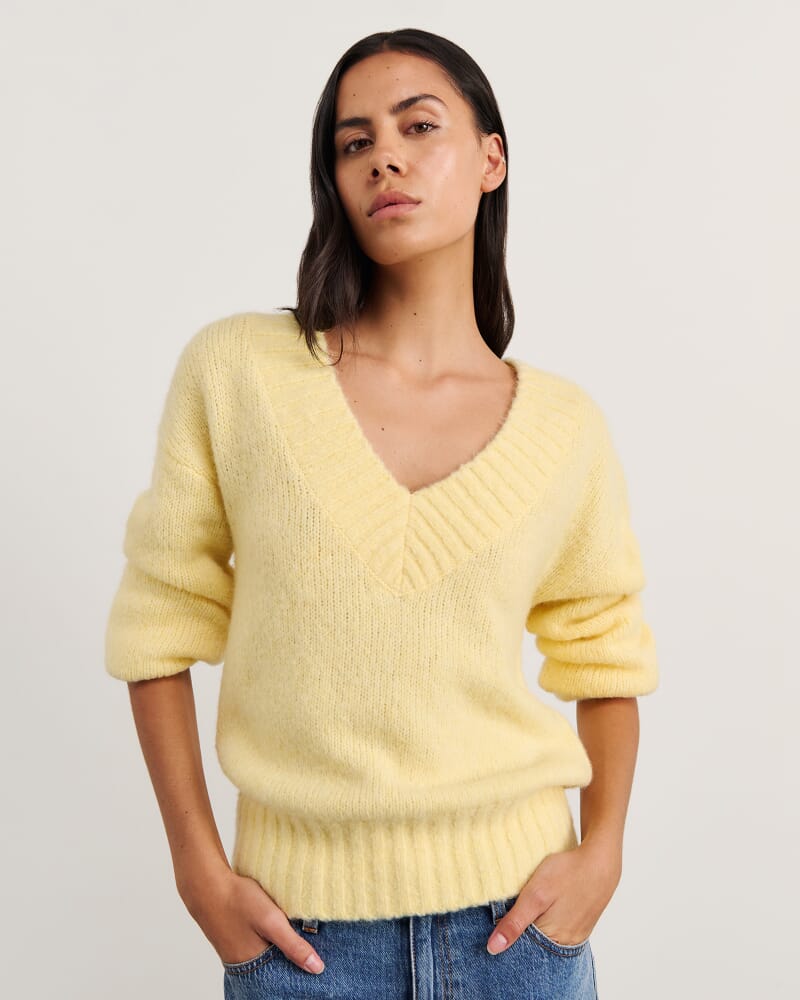 Lily V Neck Knit in SUNSHINE