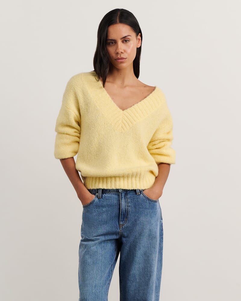 Lily V Neck Knit in SUNSHINE
