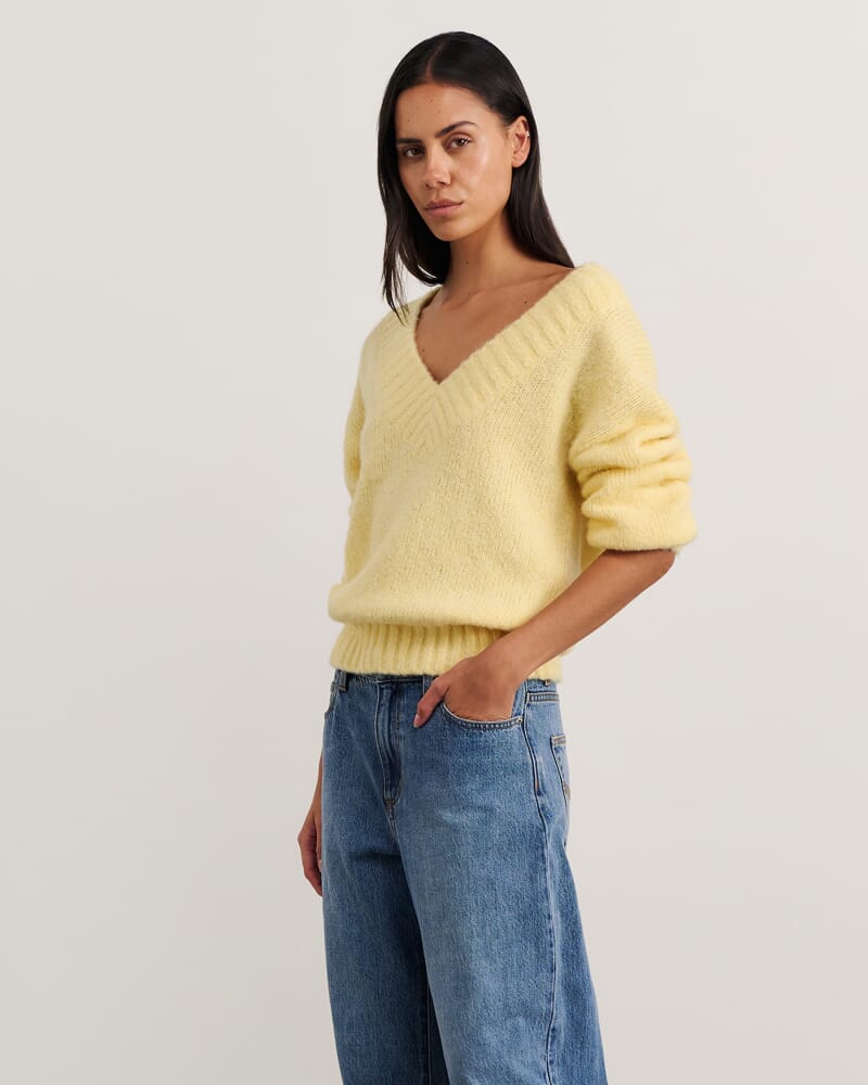 Lily V Neck Knit in SUNSHINE