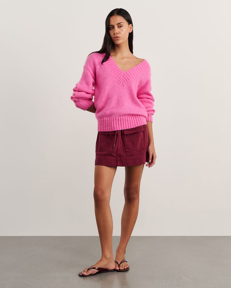 Lily V Neck Knit in PEONY