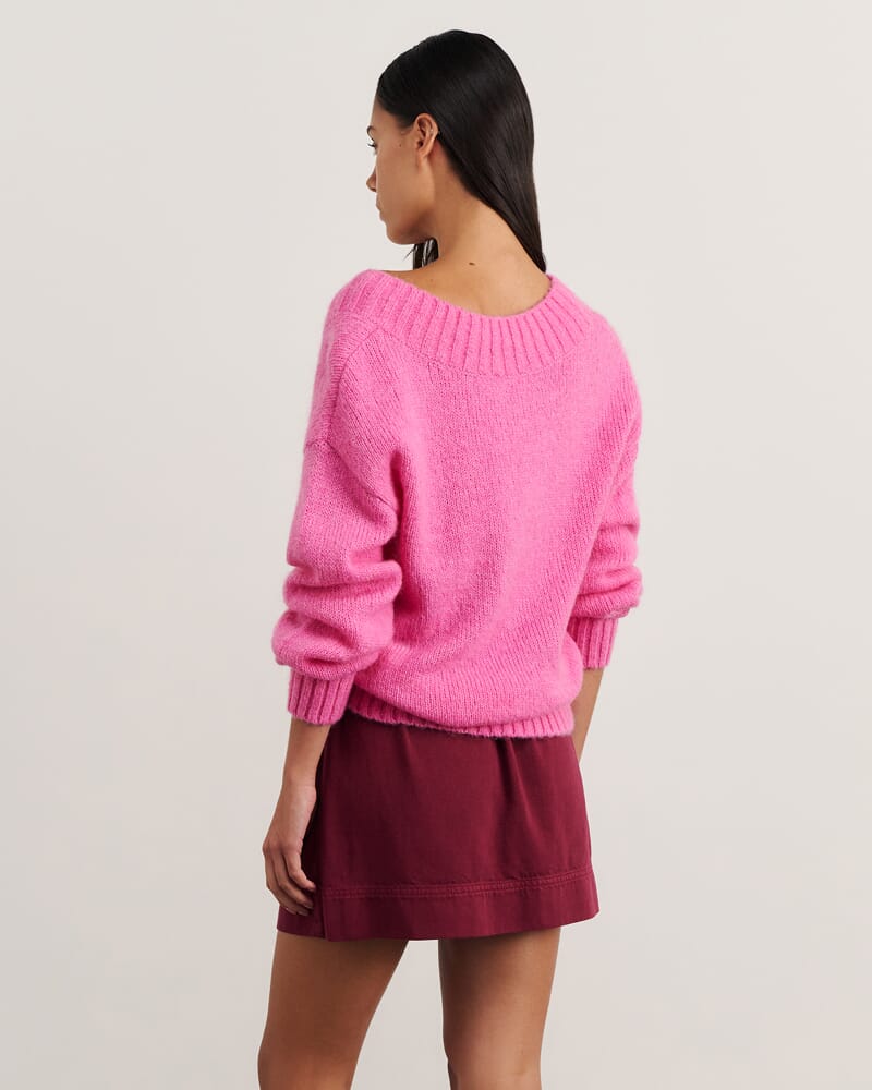 Lily V Neck Knit in PEONY