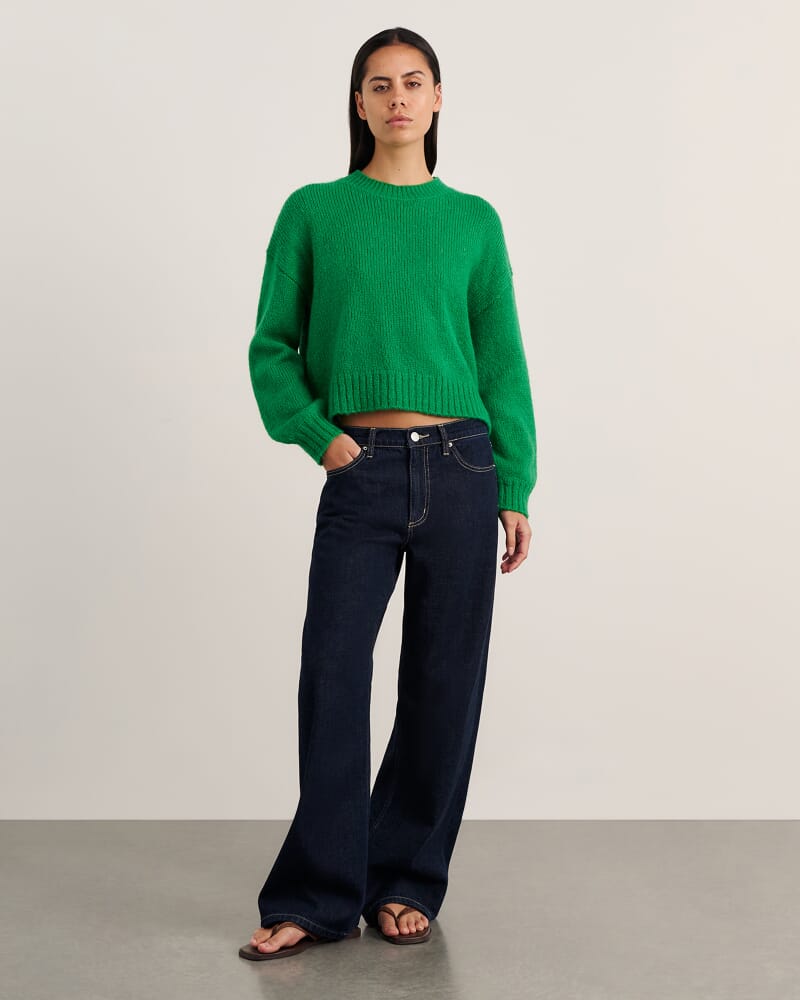 Lily Crew Sweater in BRIGHT GREEN