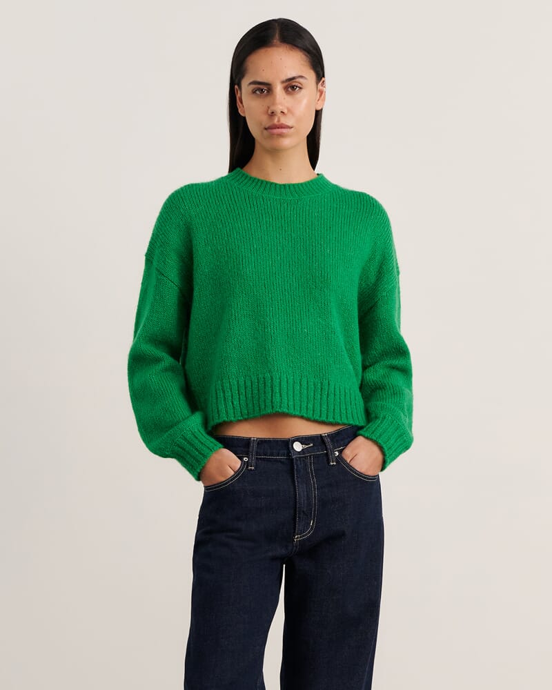 Lily Crew Sweater in BRIGHT GREEN