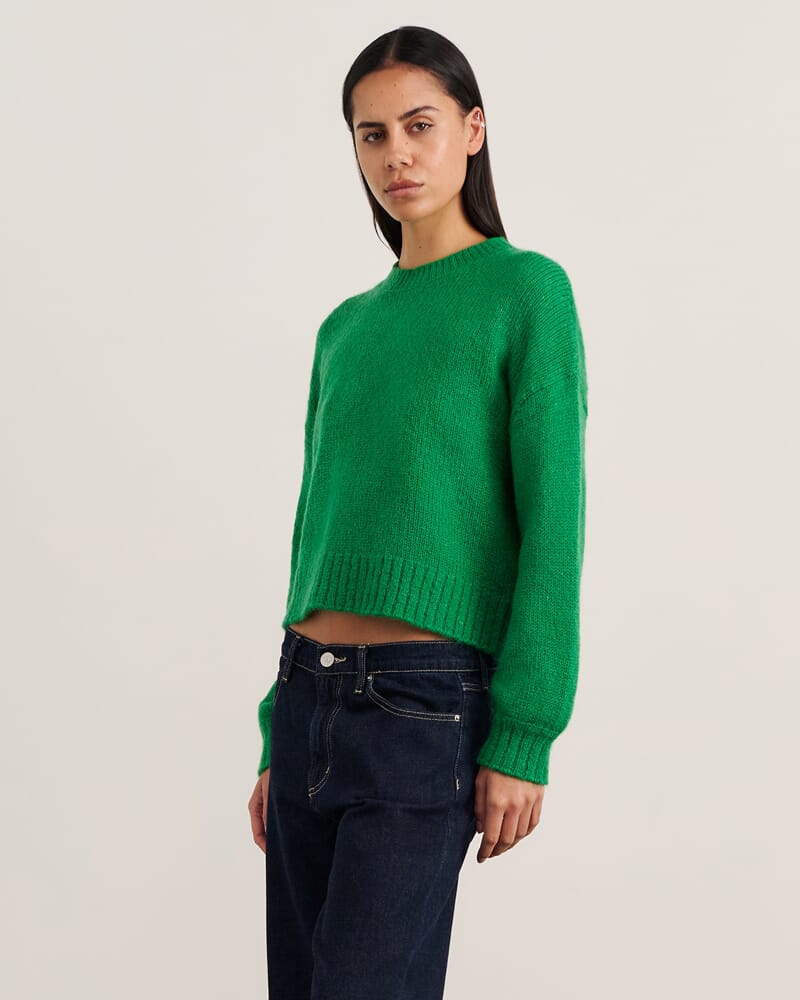 Lily Crew Sweater in BRIGHT GREEN