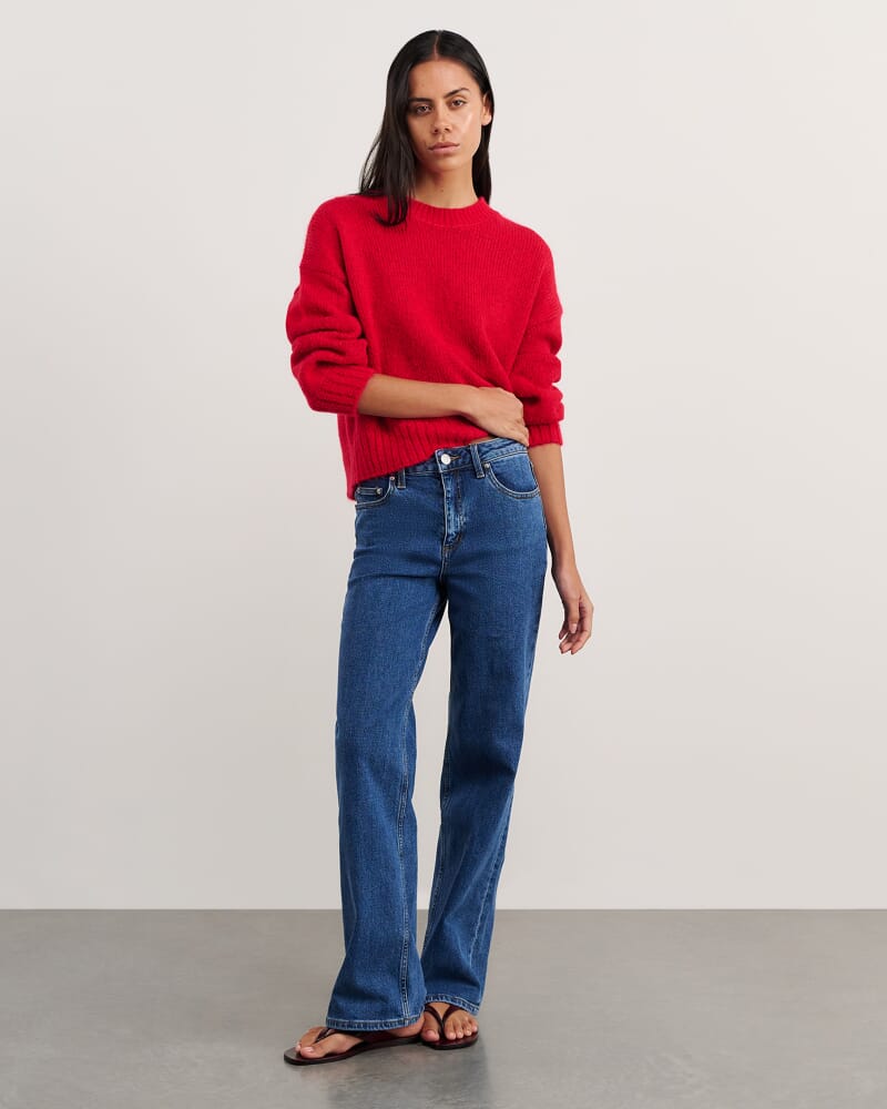 Lily Crew Sweater in BRIGHT RED