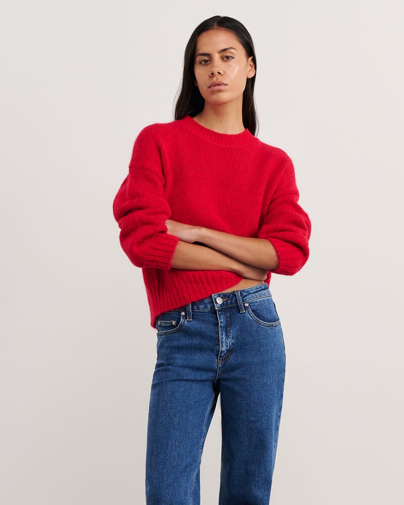 Lily Crew Sweater in BRIGHT RED