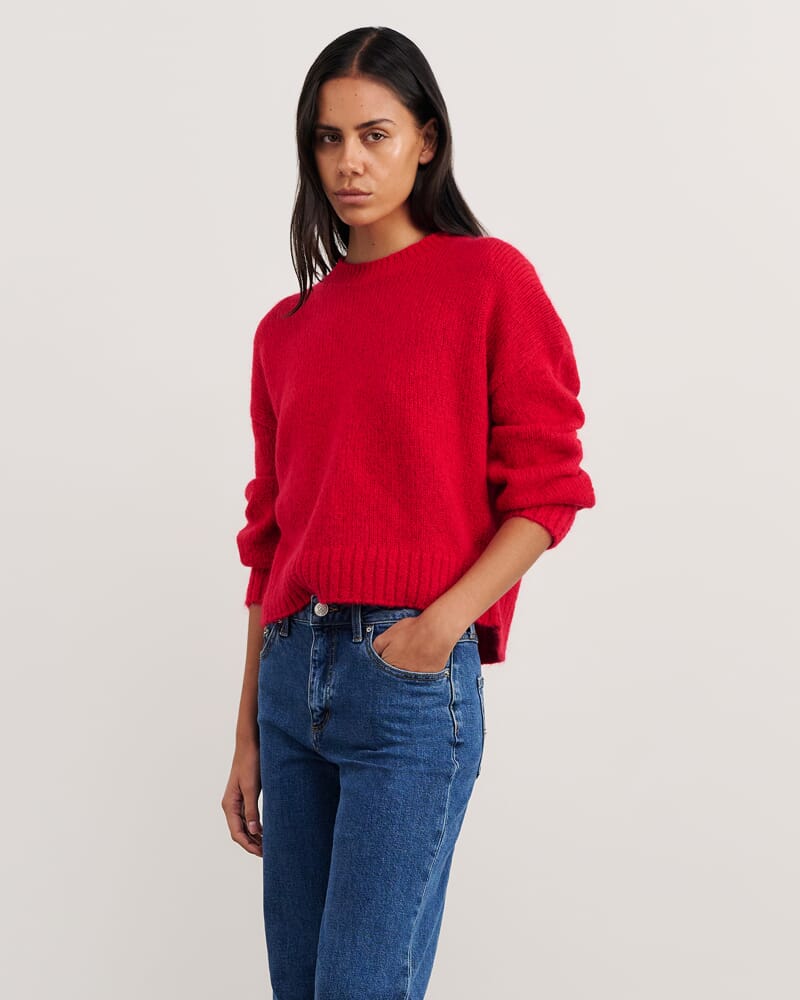 Lily Crew Sweater in BRIGHT RED