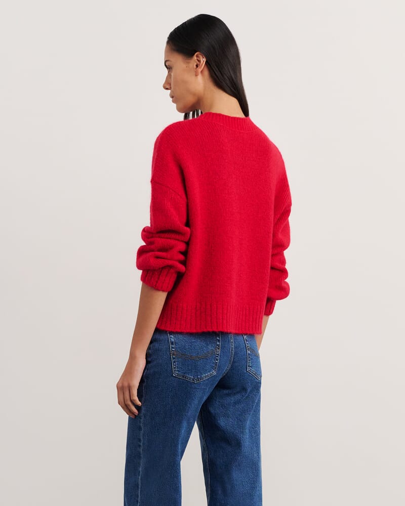 Lily Crew Sweater in BRIGHT RED