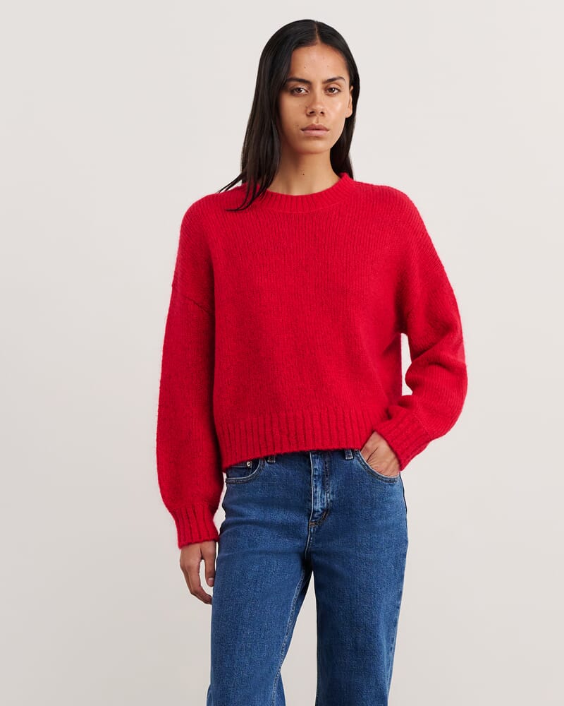 Lily Crew Sweater in BRIGHT RED