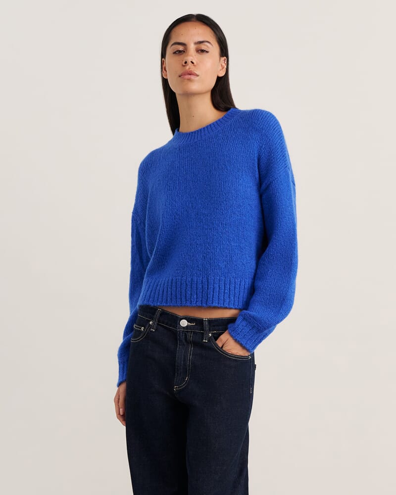 Lily Crew Sweater in COBALT