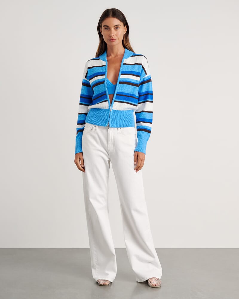 Arden Zip Knit Cardigan in BLUE MULTI